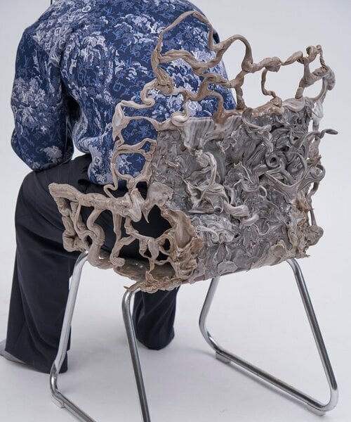 wonjae sung repurposes discarded plastic and makeup into intricate chairs and lights