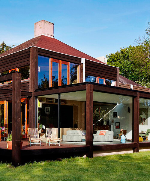 intertwined roofs crown mid 60's renovated structuralist house in the netherlands