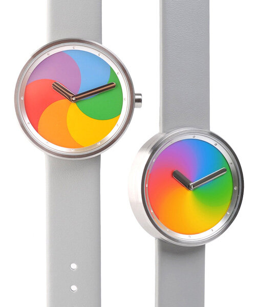 a vibrant spinning beach ball animates the dial of trio of time’s watch